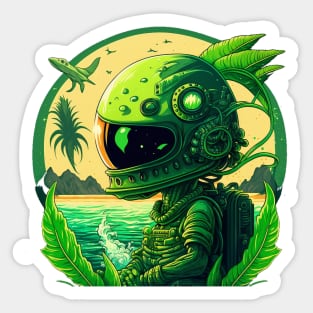 Green alien astronaut Sticker